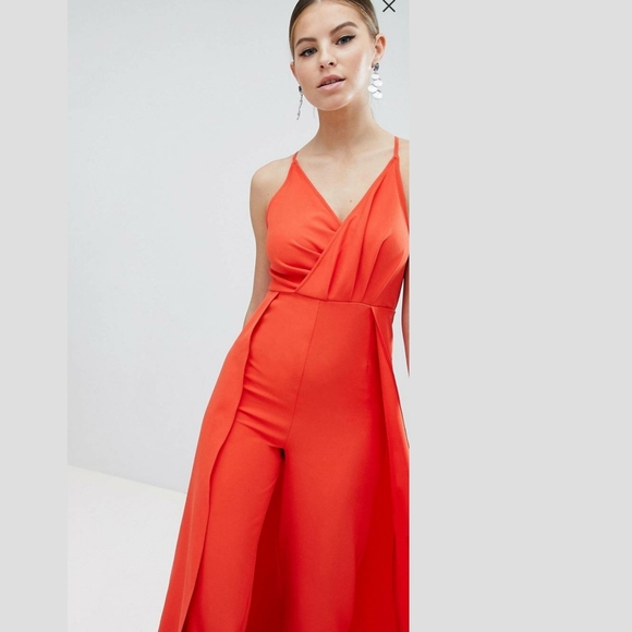 Drape bodice jumpsuit with wide leg and overlay - Picture 2 of 4